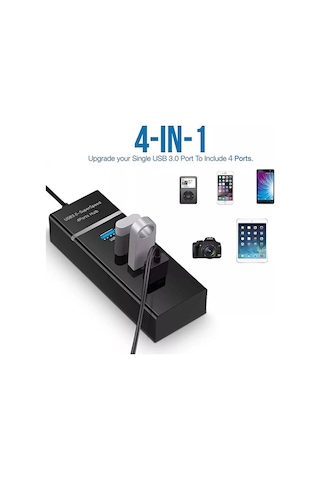 Usb 3.0 High Speed 4 Port Usb Çoklayıcı Hub 30cm Kablo