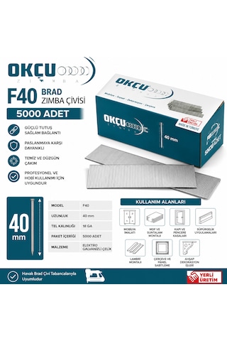 Okçu F40 Brad Havalı Zımba Çivisi 5000 Adet 40 Mm