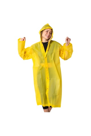 Marlux Unisex Su Rüzgar Geçirmez Kapüşonlu Çıtçıt Düğme Eva Yağmurluk - Sarı - Kırmızı