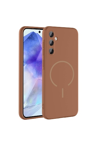 Ecruz Galaxy Uyumlu A35 Kılıf M-safe Şarj Özellikli Ecrz Meta Kapak - Mürdüm