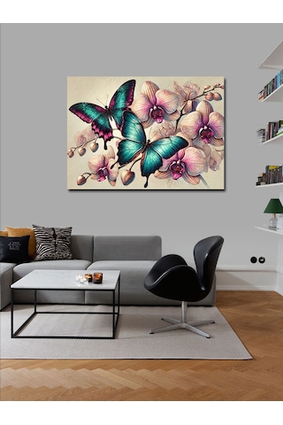 Kanvas Tablo Kelebekler Ve Çiçekler Büyüsü 50cmx70cm