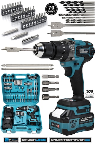Assur Asr141 21v 2.0ah Darbeli Şarjlı Matkap Akülü Vidalama Mavi