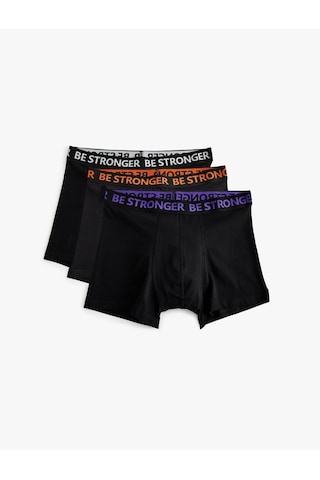 Koton 3'lü Boxer Seti Slogan Baskılı Pamuklu Siyah 5slm90015mk Siyah