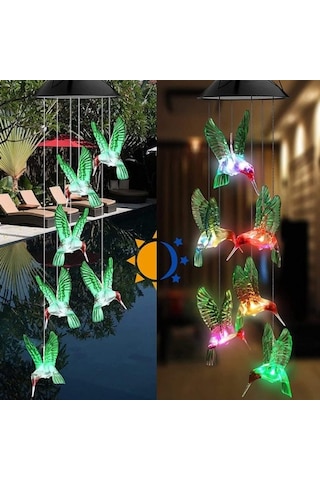 Solar Led Işıklı Kuşlu Bahçe Dekoru Çok Renkli