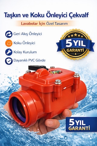 Lavabo Gideri İçin Ø50 Mm Pis Su Çekvalfi Koku Ve Taşkın Önleyici Pvc Gider Çekvalf