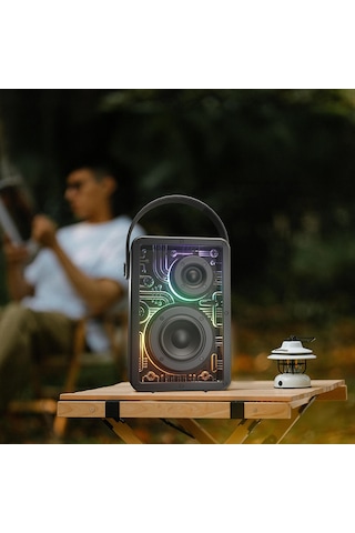 Lenyes S860 Rgb Işıklı Taşınabilir Bluetooth Speaker Hoparlör V5.3 Siyah