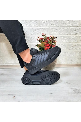 Bestof 074 Siyah-siyah Sneaker Düz Taban Hafif Rahat Spor Çift Ayakkabısı 001