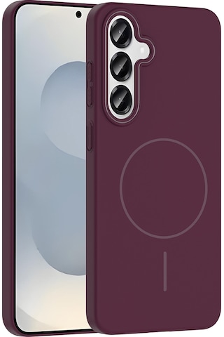 Galaxy S25 Plus Kılıf M-safe Şarj Özellikli Zore Ruby Sert Kapak Mürdüm