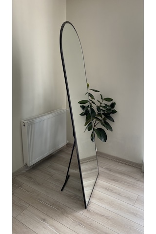 Ersan Dizayn Metal Çerçeve Oval Ayaklı Boy Aynası Siyah 65 x 180 CM Siyah