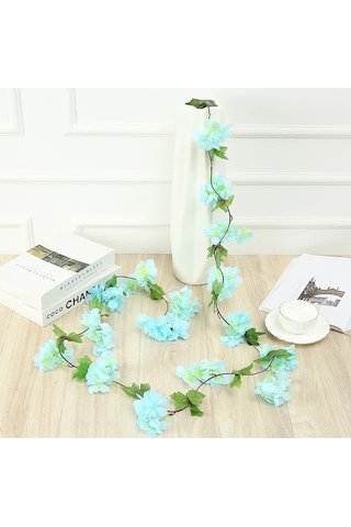 Yapay Çiçek Bahar Dalı Sarmaşık Japon Kiraz Çiçekli 230 Cm 18 Çiçekli 1.kalite Dolanabilen Model - Mavi