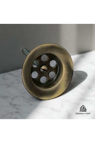 İsaoğlu Yapı Antik Gold Lavabo Gideri Eskitme Süzgeç Antik Gold Vida Dahil Gold Altın