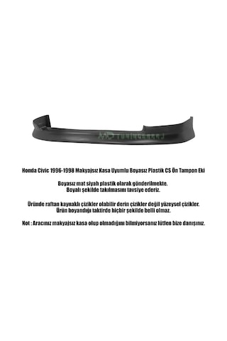 Honda Civic 96-98 Makyajsız Kasa Uyumlu Boyasız Plastik Cs Ön Ek