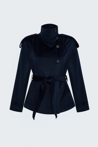 Sateen Kadife Kısa Ceket - Lacivert-138107