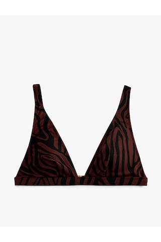 Koton V Yaka Zebra Desenli Bralet Bikini Üstü Kahverengi Desenli 6sak10133mm