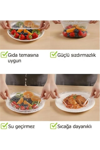 100 Adet Pratik Tazeliği Koruyan Tencere Ve Tabak Bonesi Çok Amaçlı Kapak Gıda Bonesi Beyaz