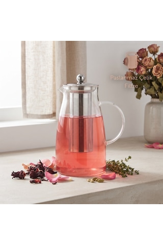 Zvnm Detoks Sürahisi - 1500 Ml - Paslanmaz Çelik Filtre - Cam Zcv12