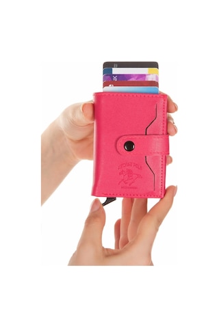 Tuldar Rfıd Koruyucu Alüminyum Otomatik Mekanizma Kağıt Para Bölmeli Kartlık Ve Cüzdan Tul528 Pembe
