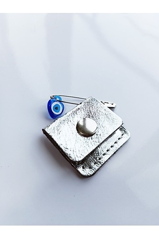 Mini Bebek Cevşen Dualı Kolye Muska Hakiki Deri El Yapımı Dörtgen Gümüş