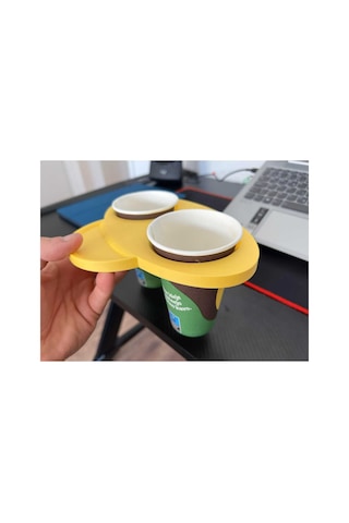 3d Design Çiftli Bardak Taşıyıcı Ve Atıştırmalık Tepsisi - Siyah Diğer