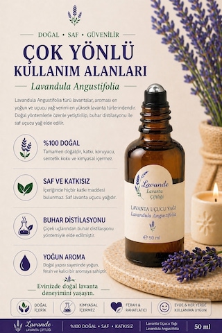 Lavande Lavanta Çiftliği Lavanta Yağı L.angustifolia RollOn 50 ML