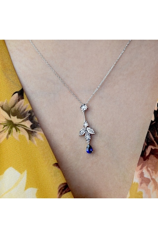 0.62 Ct. Safir Pırlanta Kolye