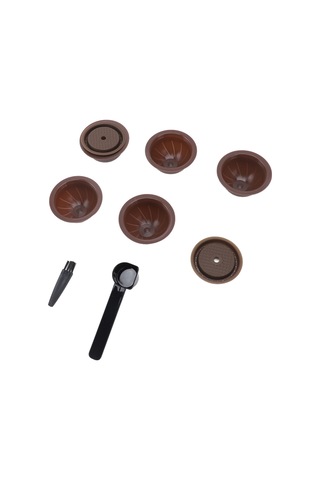 Hangfox Tekrarlı Kullanım Kafein Kapsülü Seti: Vertuoline Uyumlu Silikon Kapaklı 5 Boş Kapsül, Kaşık Ve Fırça - Kahve Rengi Kahve Rengi