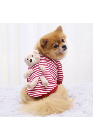 Geeksen Köpek Ve Kedi Poları - Esnek Poliester, Soluk Nefesli, Günlük Kullanıma Uygun, Trendy Desenli Kırmızı Çizgili-m