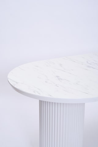 Bohem Boyalı Highgloss Mdf Yemek Masası 90 170 Beyaz Mermer