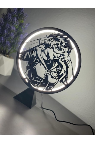 Valorant Clove Halka Led Işıklı Masa Gece Lambası Gamer Oyun Odası Dekor Hediye Adaptör Dahil Siyah