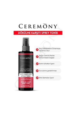 Ceremony Biotin & Kafein & Amino Kompleks İçeren Dökülme Karşıtı Saç Sprey Toniği 250ml