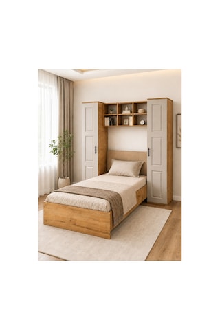 Krayola, Viona 2 Kapaklı Kitaplıklı Karyola - 90x190