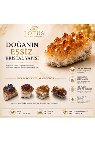 Premium Brezilya Doğal Sitrin Ham Taşı Doğal Kristal Dekor Taşı 60