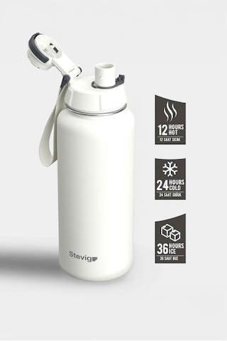 Stevig 1 Hand Leak-proof Sızdırmaz Çelik Termos 1000 Ml Star Whıte St-213