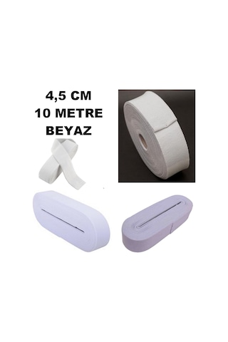 Çamaşır Don Etek Bel Paça Bebe Lastiği Yassı Yumuşak Bel Lastik 10 Metre Beyaz-4.5 Cm