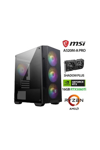 Xaser FORCE X5 R7 5700X 32 GB 1 TB M.2 Nvme SSD 16 GB RTX5060 Tİ Free Dos Masaüstü Oyuncu Bilgisayarı