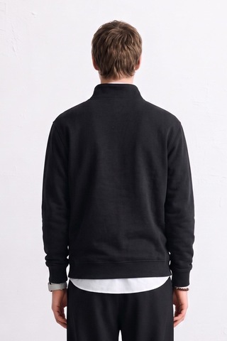 Barrels And Oıl Erkek Yarım Fermuarlı Dik Yaka Selanik Sweatshirt - Siyah Siyah