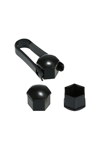 Singree 21mm Jant Somun Kapakları - 20 Adet Siyah Abs Plastik Koruyucu, Çıkarıcı Alet Hediyeli