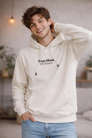 Starzone Kapüşonlu Shot Glass Tasarım Baskılı Sweatshirt Beyaz