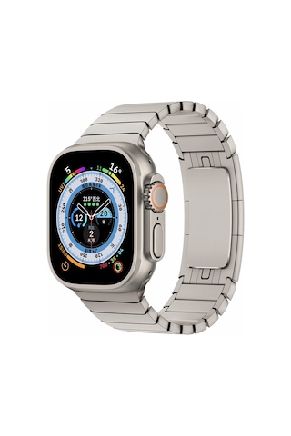 Kilifone - Apple Uyumlu Watch Ultra 49mm - Kordon Metal Kordon - Krd-35 - Titanyum - T24562