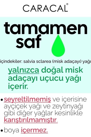 Caracal %100 Saf Misk Adaçayı Yağı Doğal Saf Ada Çayı Yağı Uçucu Katkısız Yağ 10 ML