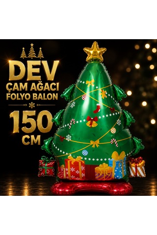 Vıp Yüksek Kalite Dev 150 Cm Yılbaşı Çam Ağacı Folyo Balon Yılbaşı Ağacı Balonu Yılbaşı Balonu