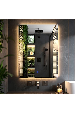 Velano Günışığı Lazer Kumlamalı Lavabo & Banyo Aynası Dokunmatik Sensörlü 70 X 50