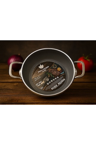Pan-dora Evinda 20 Cm Kristal Döküm Sahan - Döküm Granit , Yanmaz-yapışmaz , Darbelere Dayanıklı-143 Beyaz - Siyah