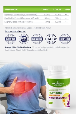 Devedikeni, Karahindiba Ve Enginar Ekstresi 120 Tb