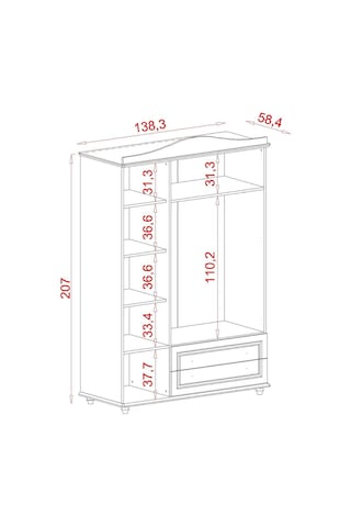 Meltem Kids Carino Pembe Üç Kapılı Camlı Dolap