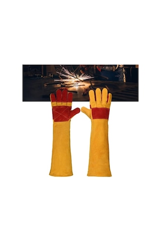 Trendooze Homyl Hayvan Eldivenleri, 60cm, Kırmızı Pu Deri, Eğitim Eldiveni