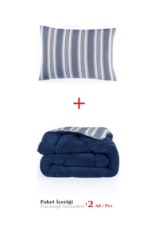 Comfort Set Yeni Nesil Wellsoft Yorganlı 2 Parça Tek Kişilik Soft Line Lacivert Lacivert