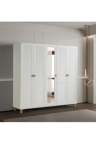 Pema Home Favori %100 Mdf Membran 5 Kapaklı Dolap Gardırop Aytaşı