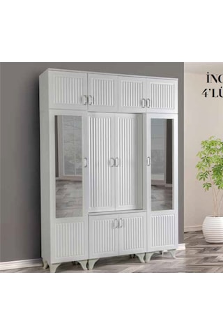 Kdl Beyaz İnci 4 Lü Yüklüklü Portmanto Beyaz