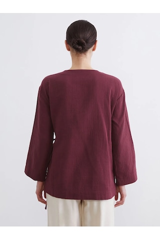 Lc Waikiki Bordo Kruvaze Yaka Kadın Müslin Kimono